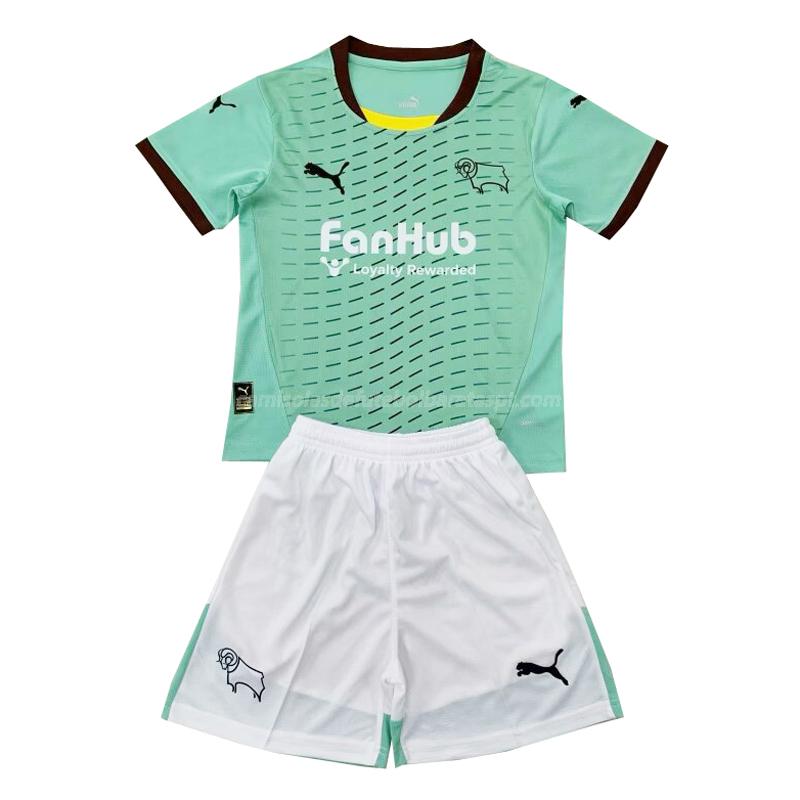 camisola derby county crianças equipamento suplente 2024-25