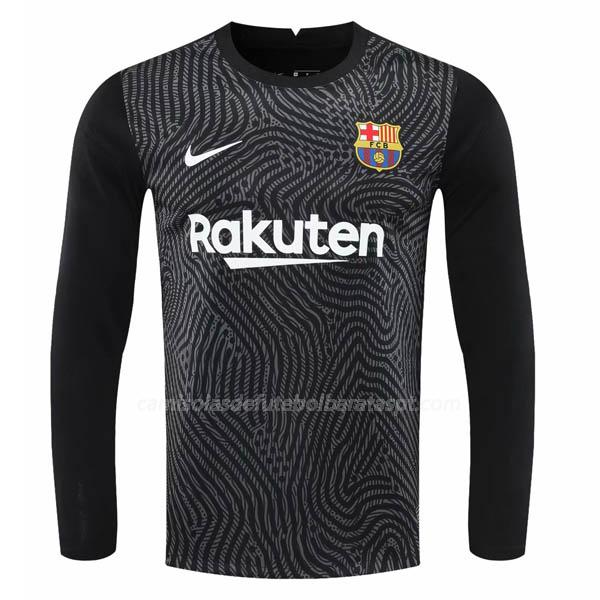 camisola fc barcelona manga comprida do guarda-redes preto 2020-21