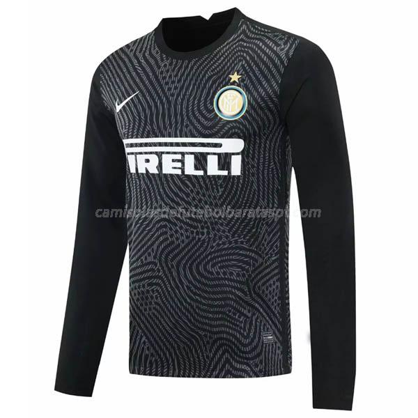 camisola inter de milão manga comprida do guarda-redes preto 2020-21