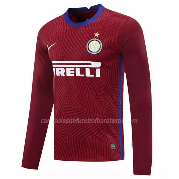 camisola inter de milão manga comprida do guarda-redes vermelho 2020-21