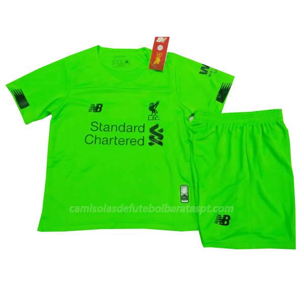 camisola liverpool crianças do guarda-redes verde 2019-2020