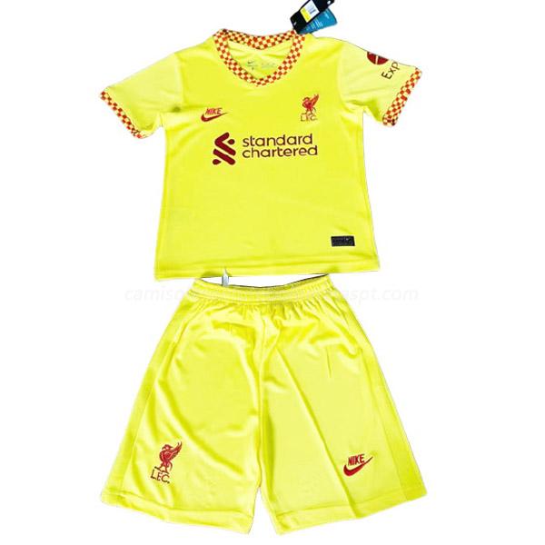 camisola liverpool crianças equipamento alternativo 2021-22