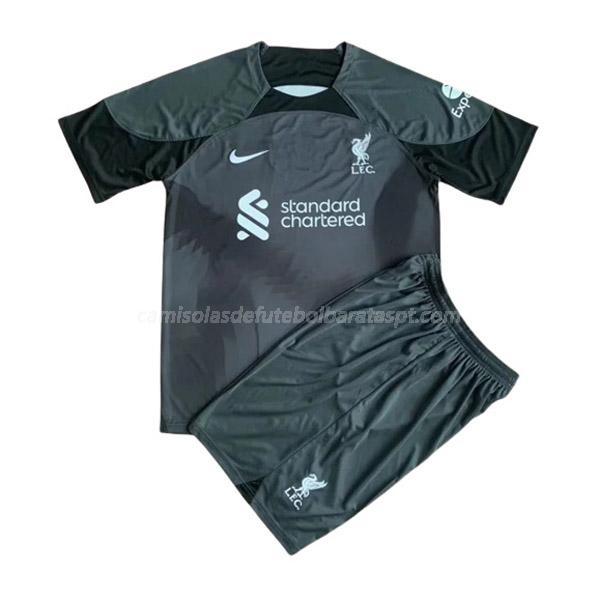 camisola liverpool crianças guarda-redes preto 2022-23