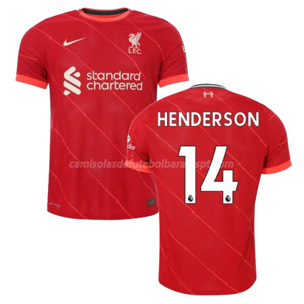 camisola liverpool henderson equipamento principal 2021-22