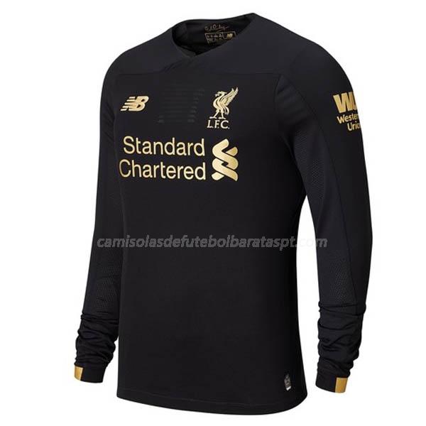 camisola liverpool manga comprida do guarda-redes preto 2019-2020