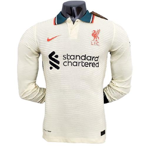 camisola liverpool manga comprida equipamento suplente 2021-22