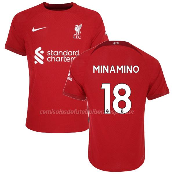 camisola liverpool minamino equipamento principal 2022-23