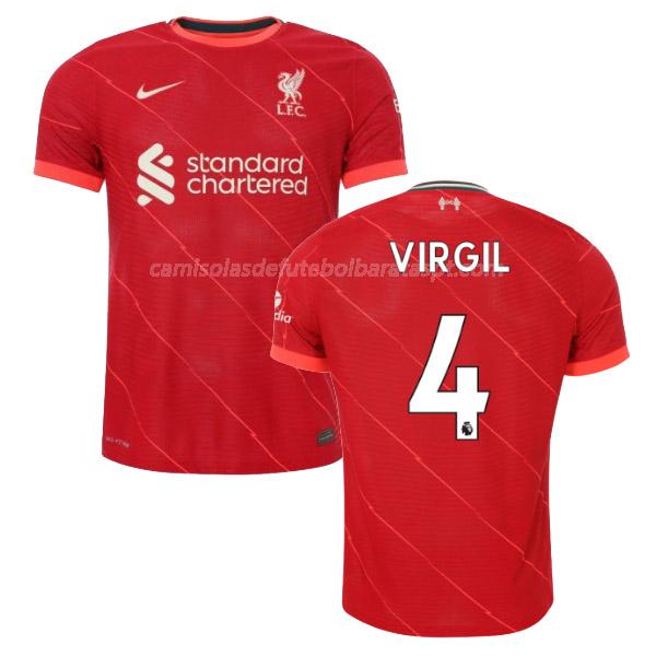 camisola liverpool virgil equipamento principal 2021-22