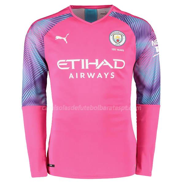 camisola manchester city manga comprida do guarda-redes rosa 2019-2020