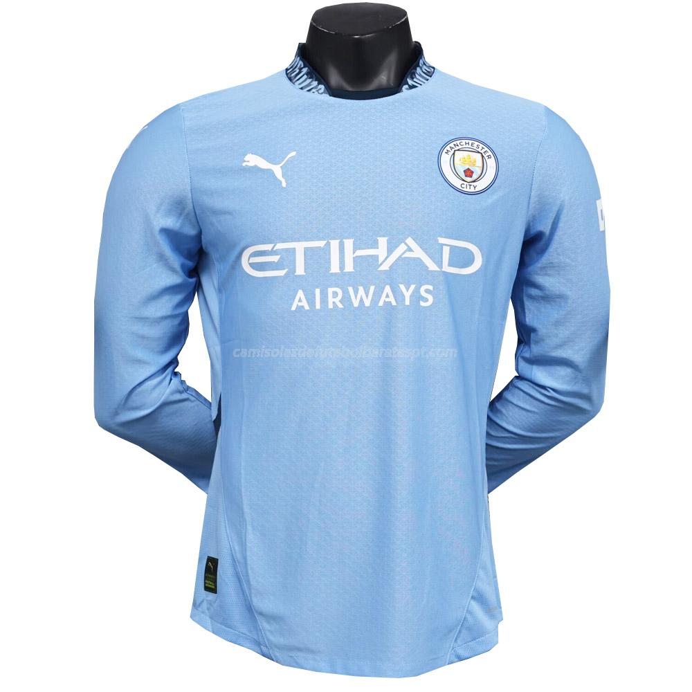 camisola manchester city manga comprida edição player equipamento principal 2024-25