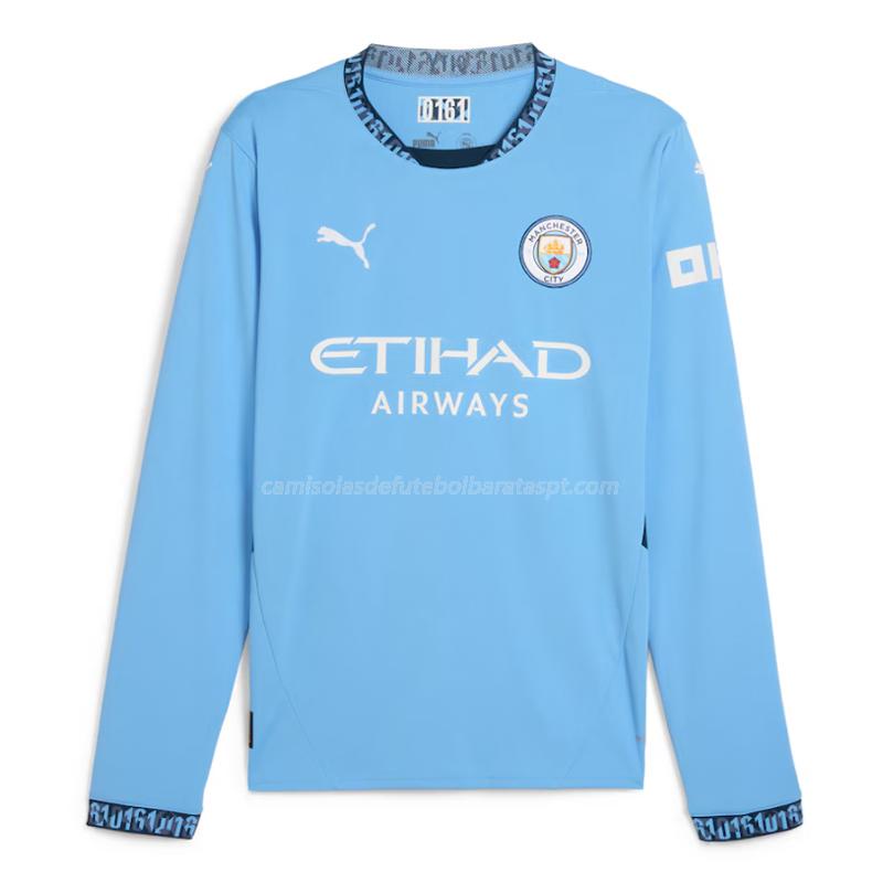 camisola manchester city manga comprida equipamento principal 2024-25