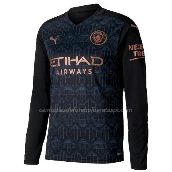 camisola manchester city manga comprida equipamento suplente 2020-21