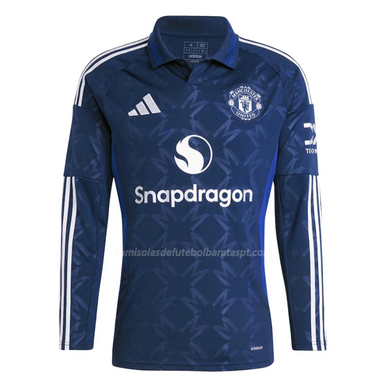 camisola manchester united manga comprida equipamento suplente 2024-25