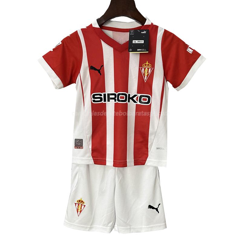 camisola sporting de gijón crianças equipamento principal 2024-25